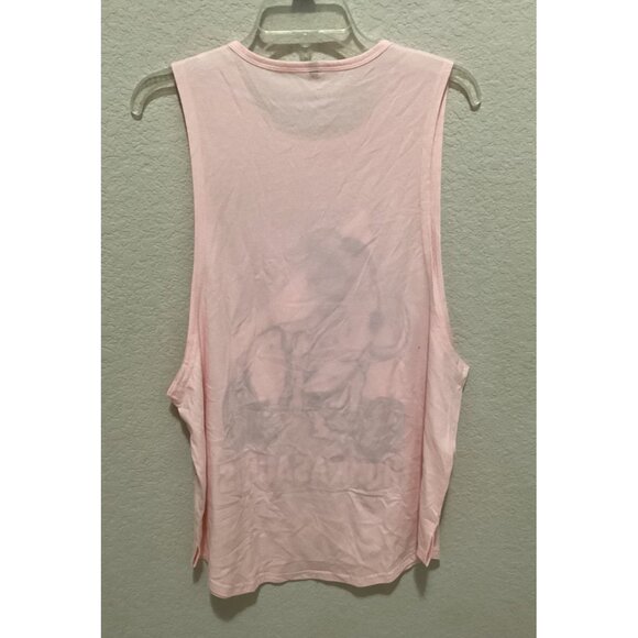 Pink Sleeveless Tank Top With "Hunkasaurus" Dinosaur Graphic Design Size L - Picture 3 of 4